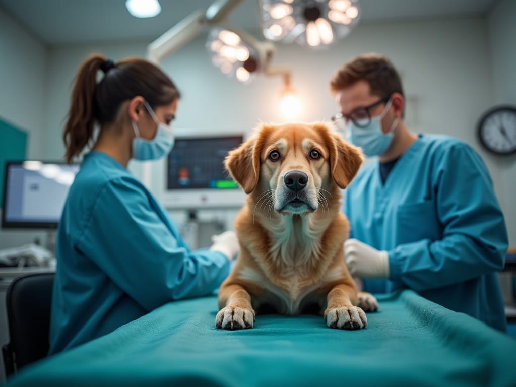 A clean, well-equipped veterinary surgery suite