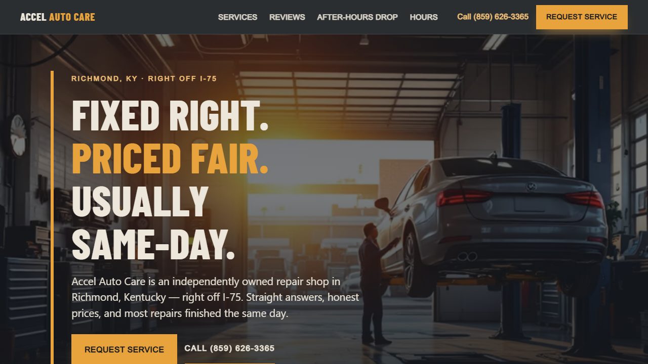 Accel Auto Care website concept by ReSpec Digital