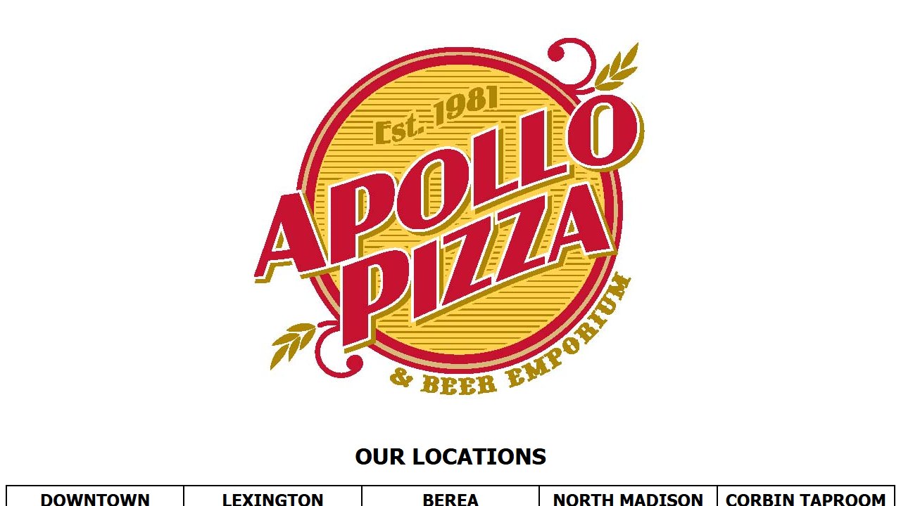 Apollo Pizza current website
